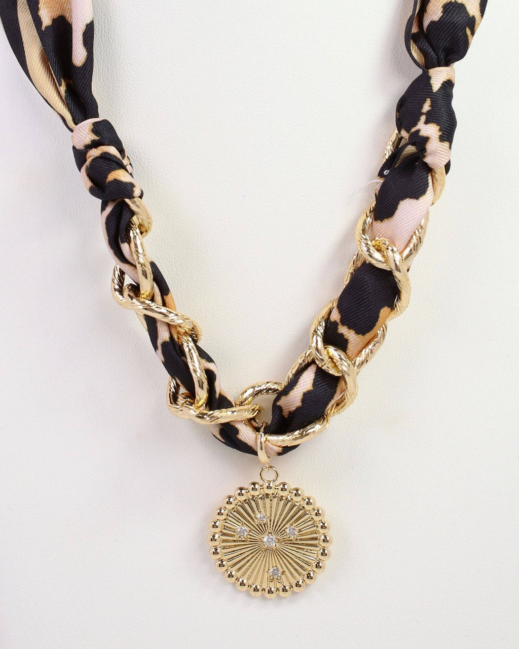 Sarah Scarf Charm Necklace Brown