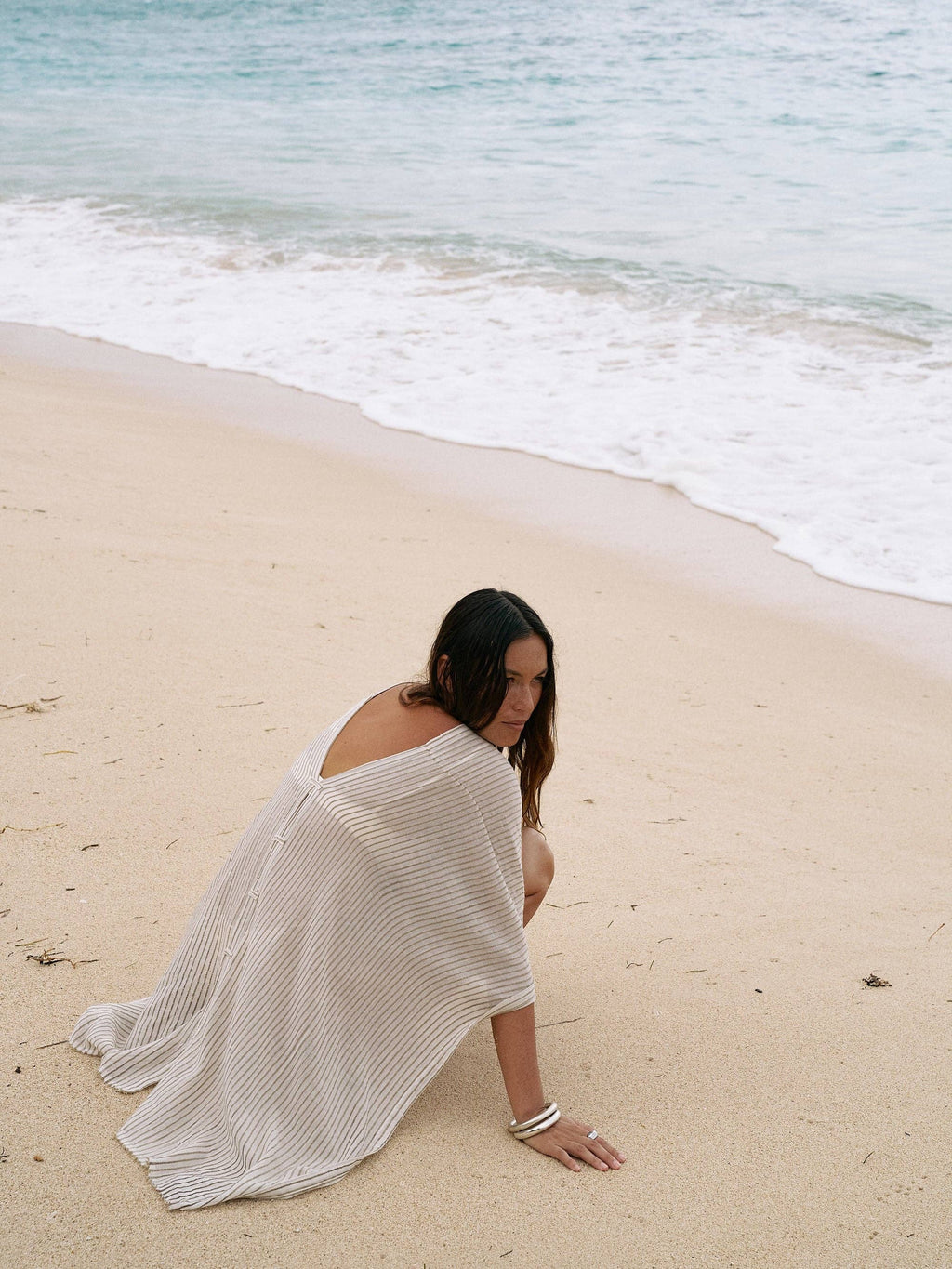 Ava Kimono Khaki Green Stripes