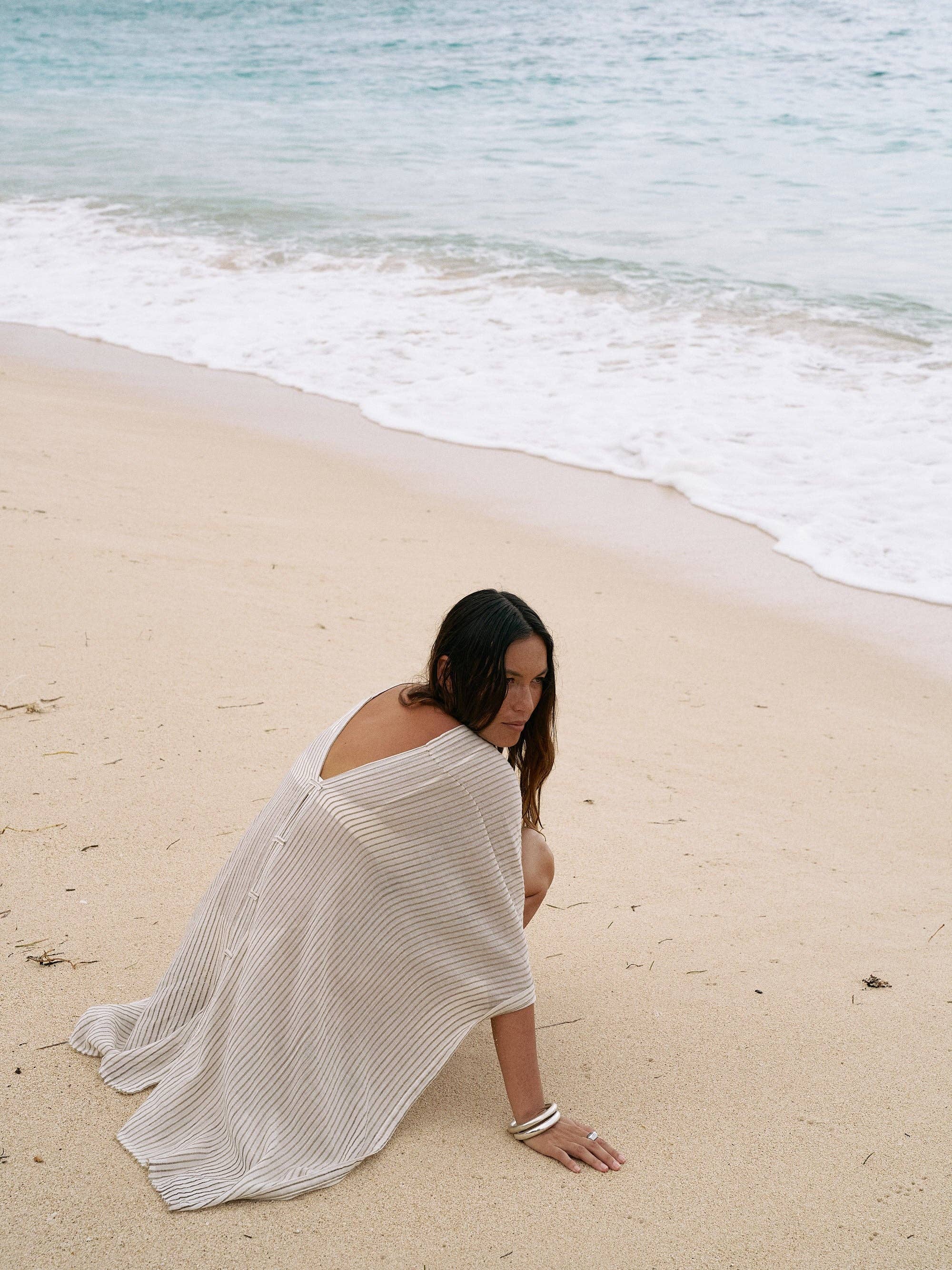 Ava Kimono Khaki Green Stripes