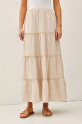 Cream Tiered Maxi Skirt