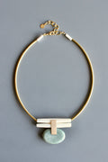 Green jasper and brass Ar tdeco necklace