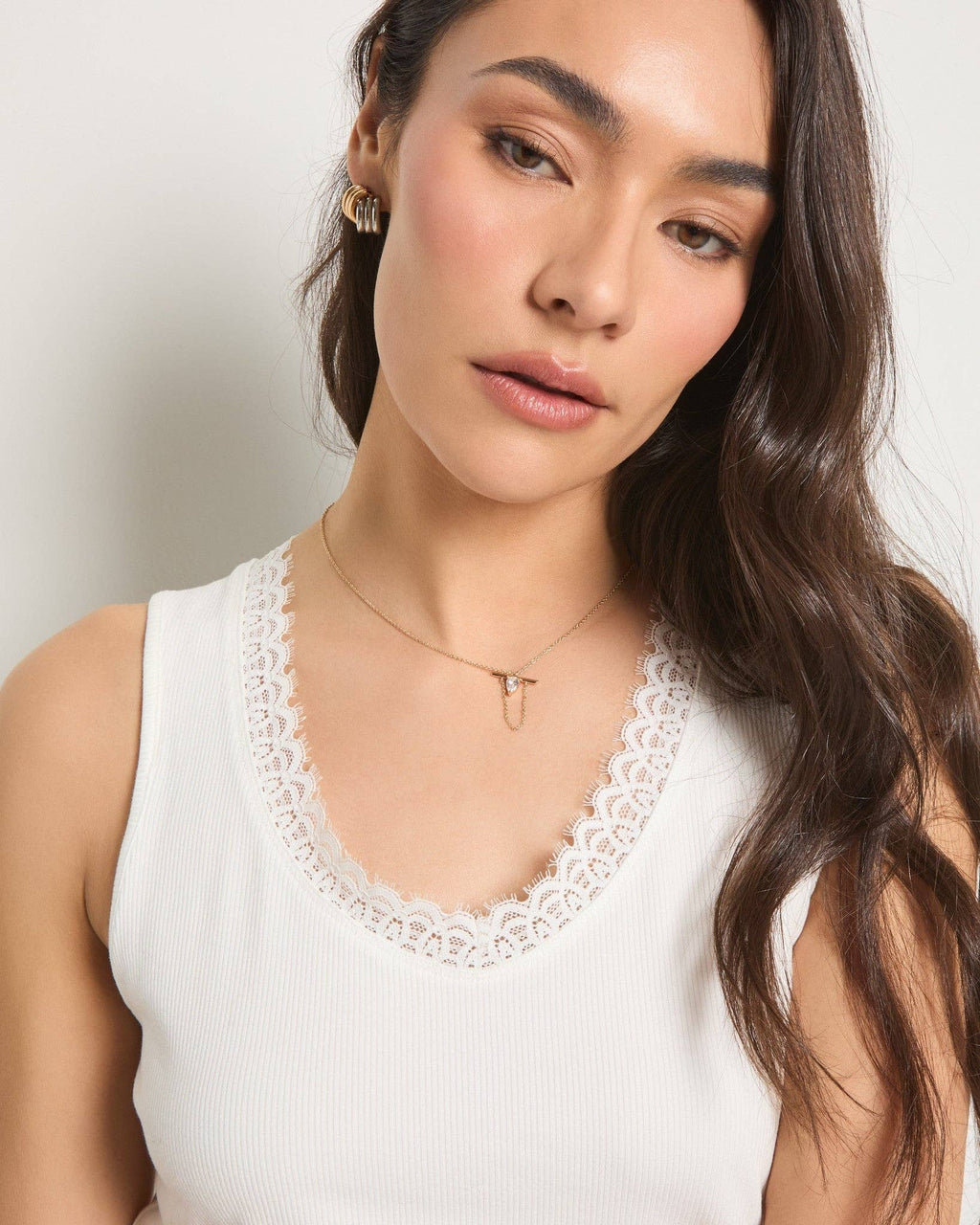 White Lace Trim Tank