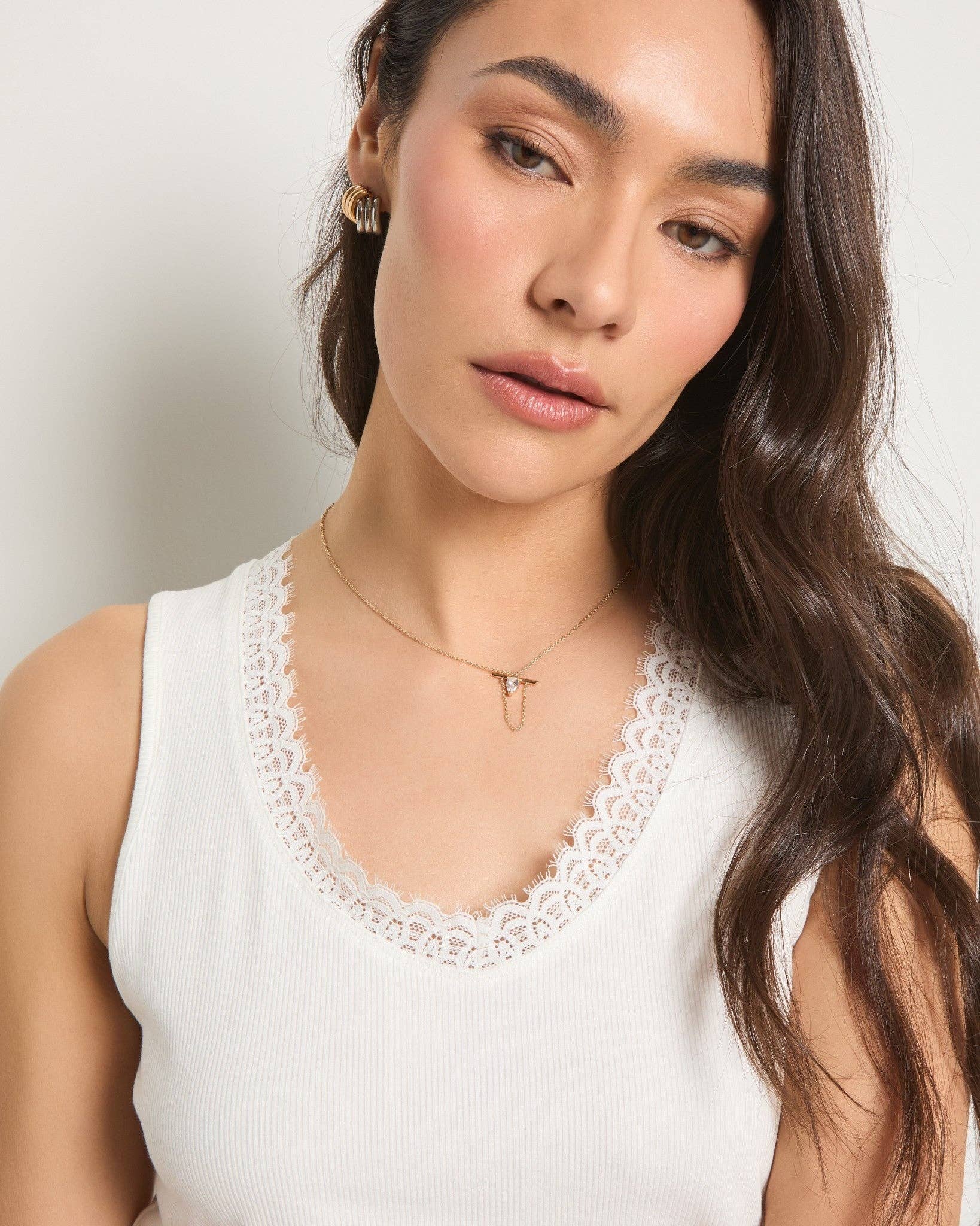 White Lace Trim Tank
