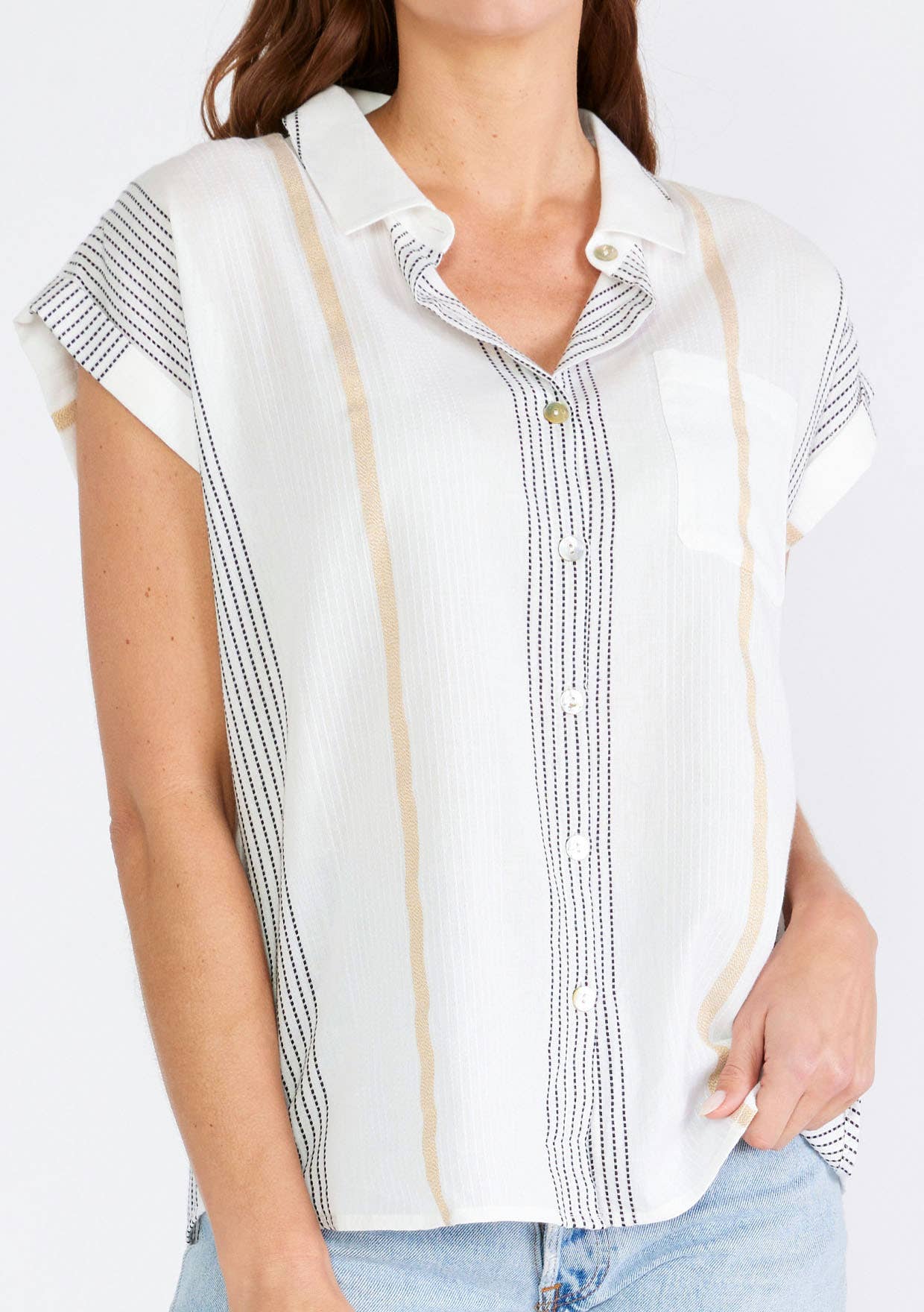 Striped Short Sleeve Button Down