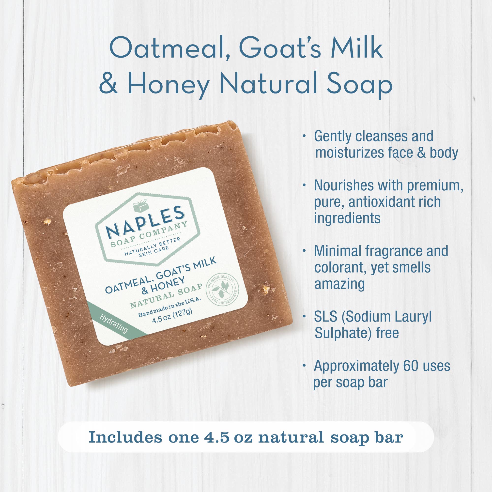 Oatmeal Goats Milk and Honey Natural Soap for Face and Body
