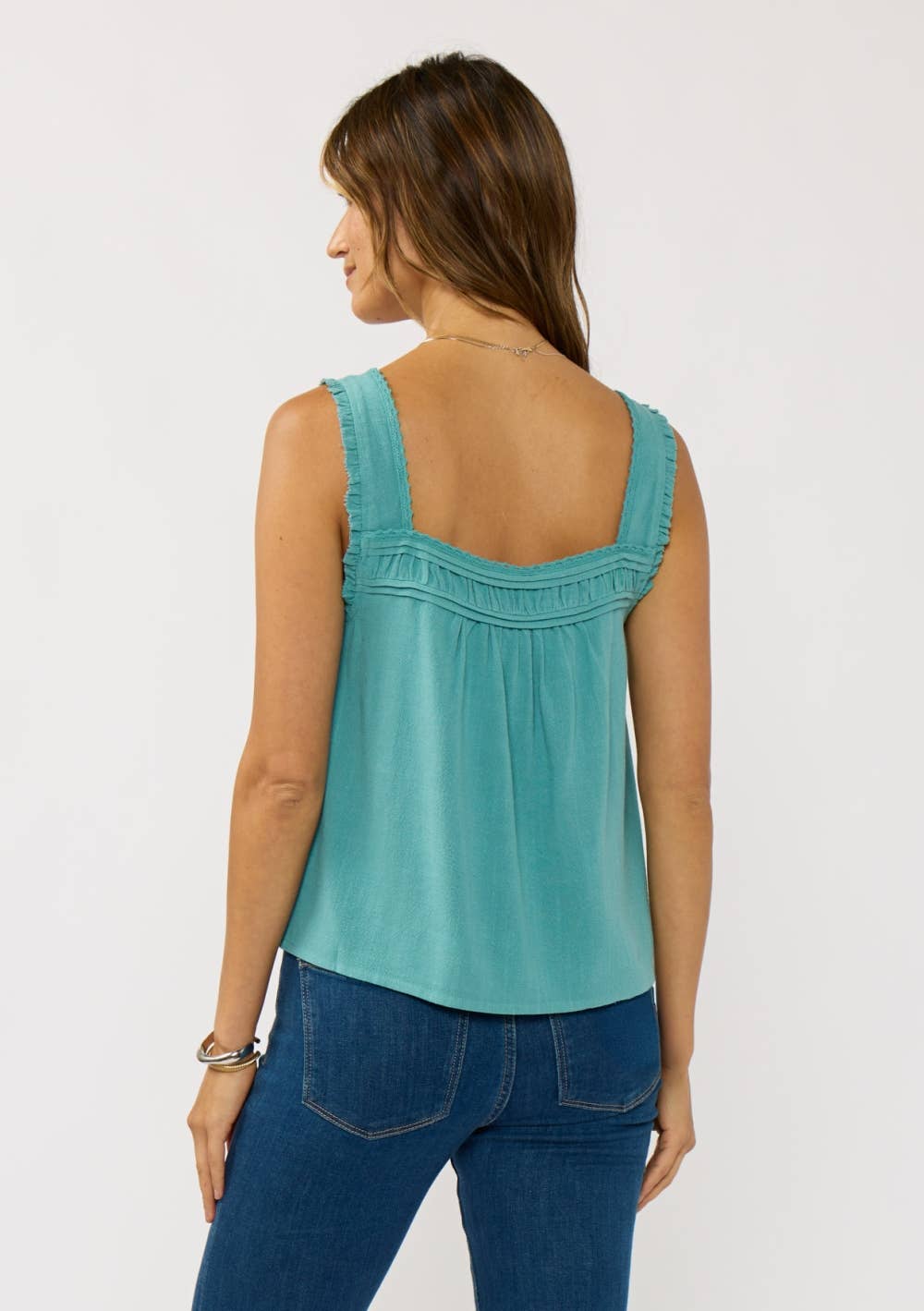 Teal Lace Trim Tank