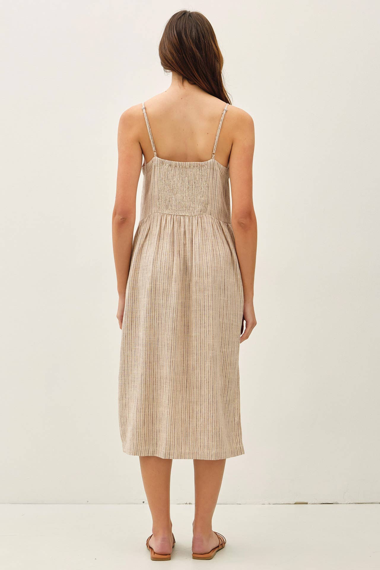 Striped Linen Midi Dress