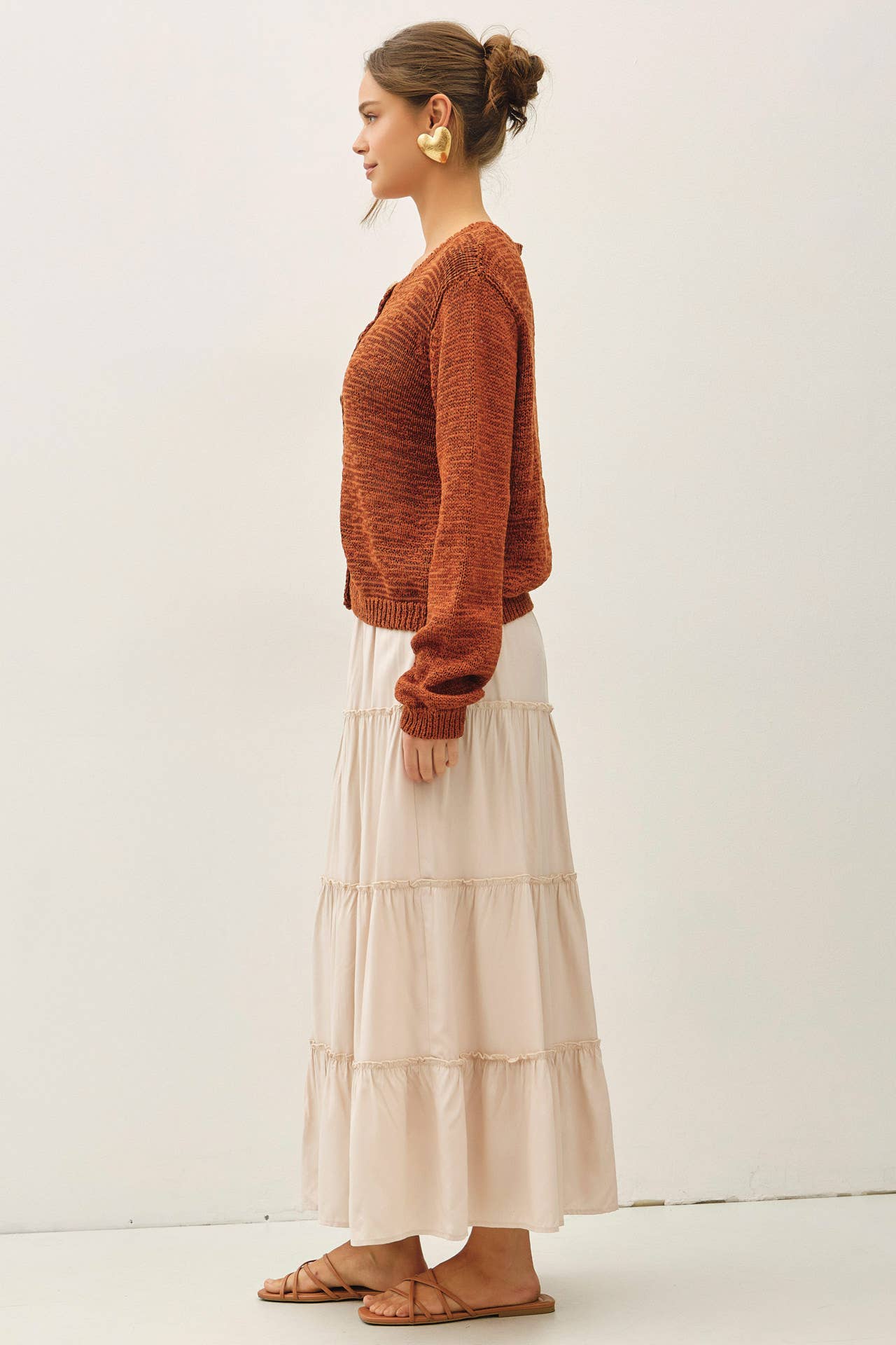 Cream Tiered Maxi Skirt