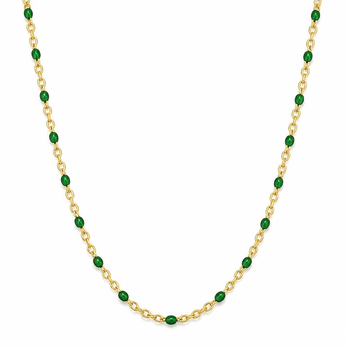 Evie Green Dainty Beaded Necklace