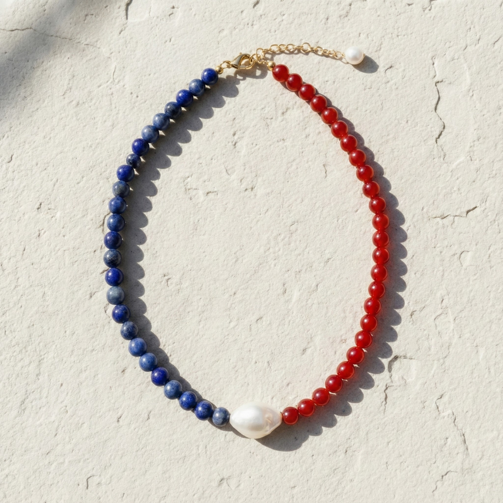 America 1/2 Blue & Red Necklace