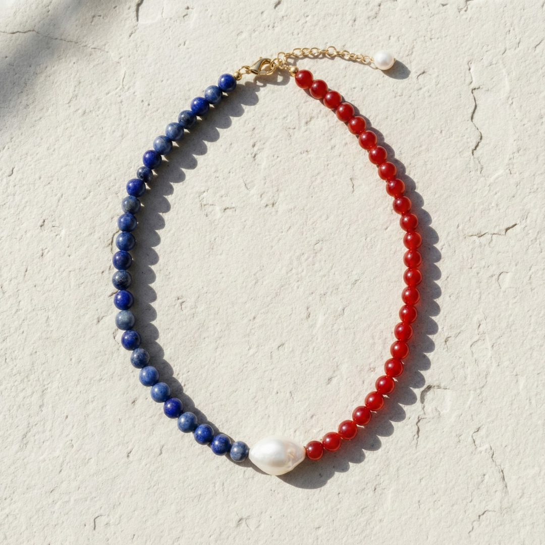 America 1/2 Blue & Red Necklace