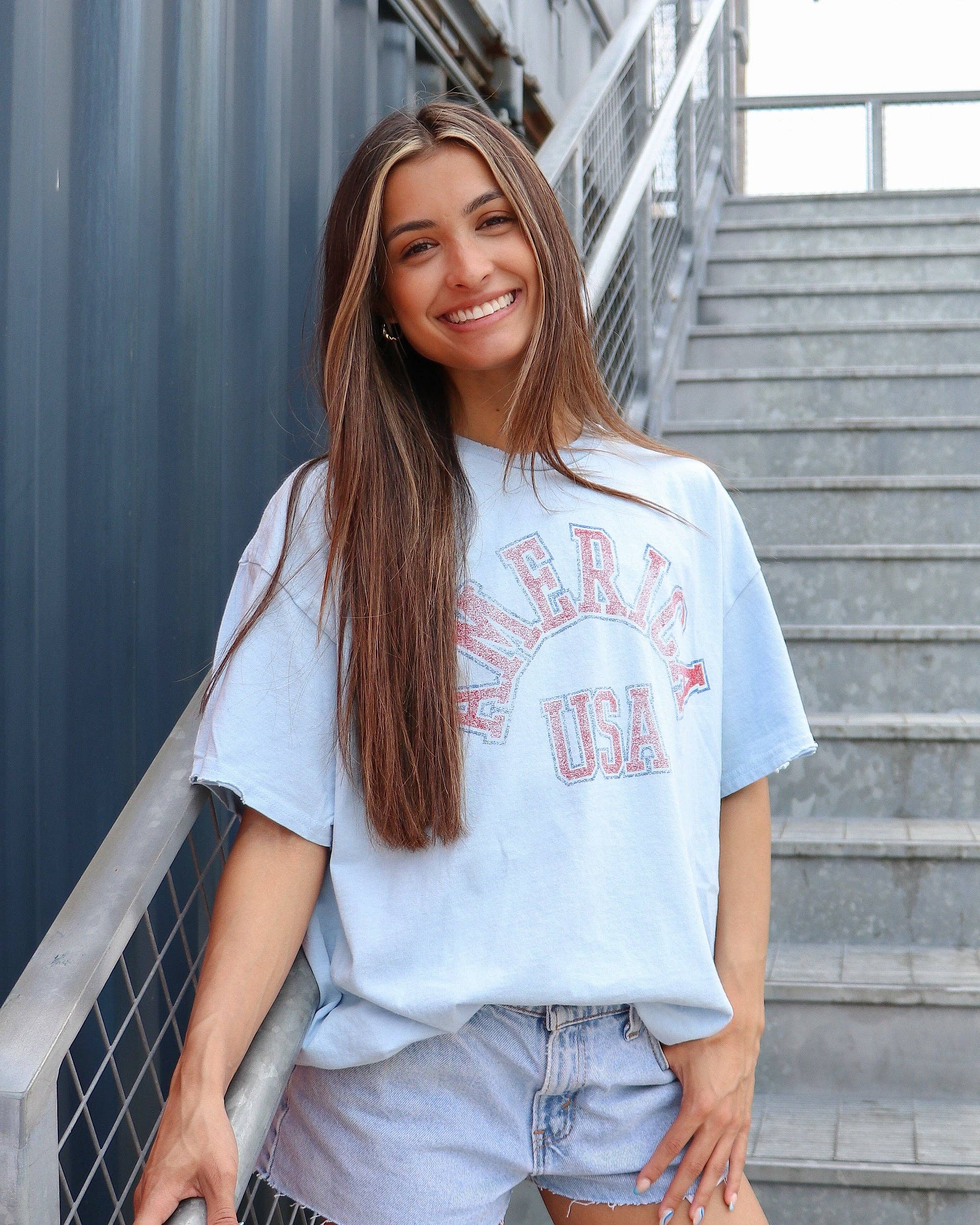 Light Blue America USA T