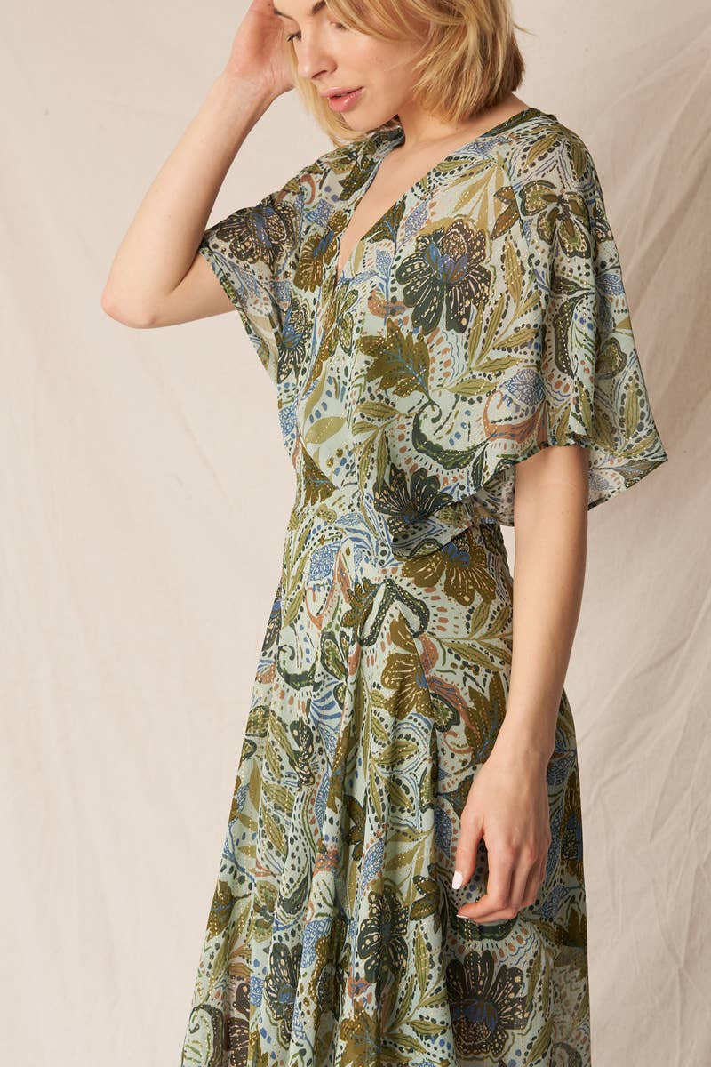 Green Printed Maxi Dress
