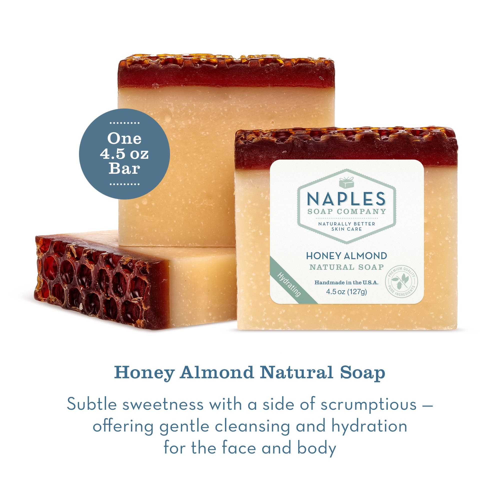 Honey Almond Natural Bar Soap for Face and Body