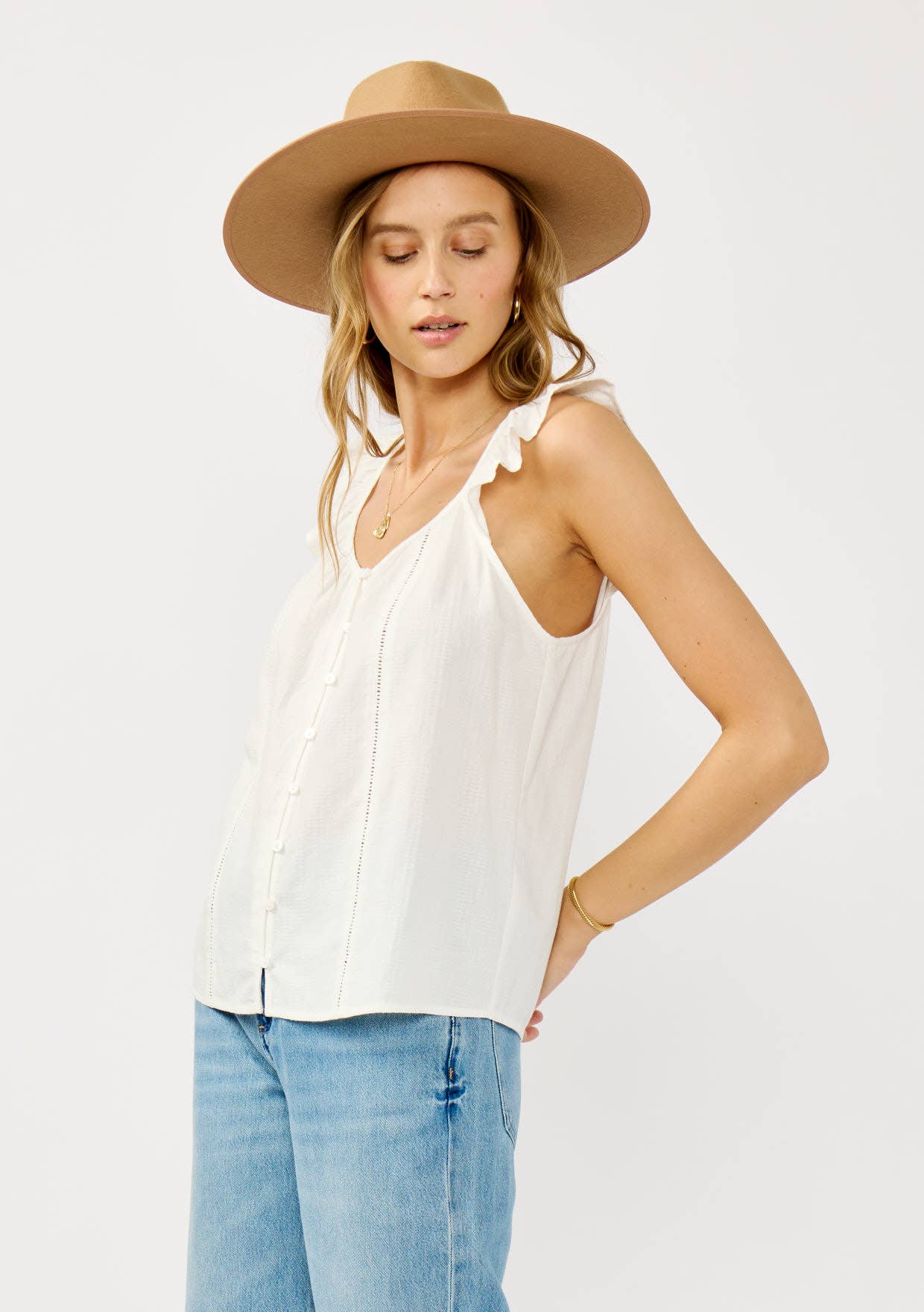 Ladder Lace Ruffle Sleeve Top