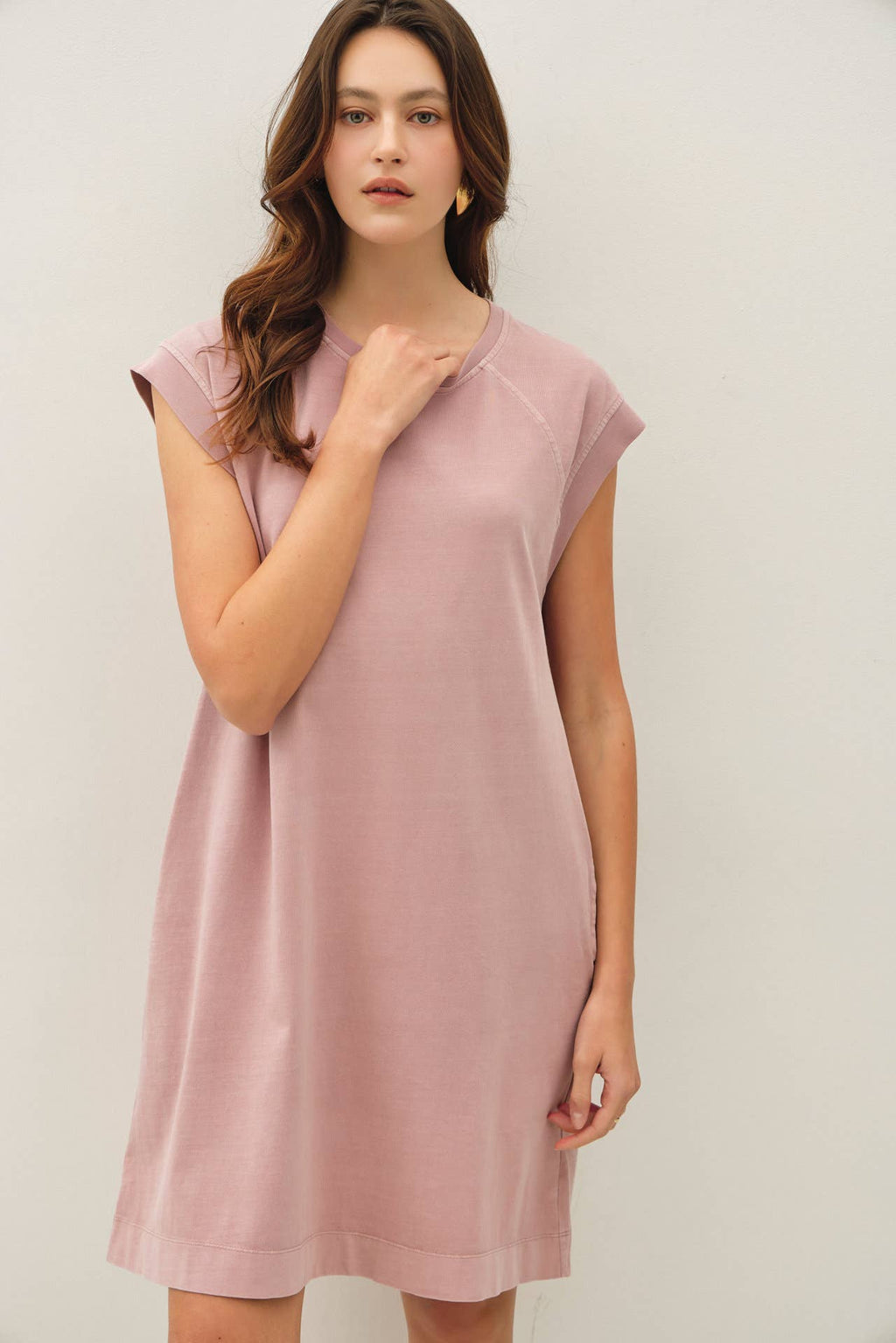 Dusty Pink Jersey Casual Dress