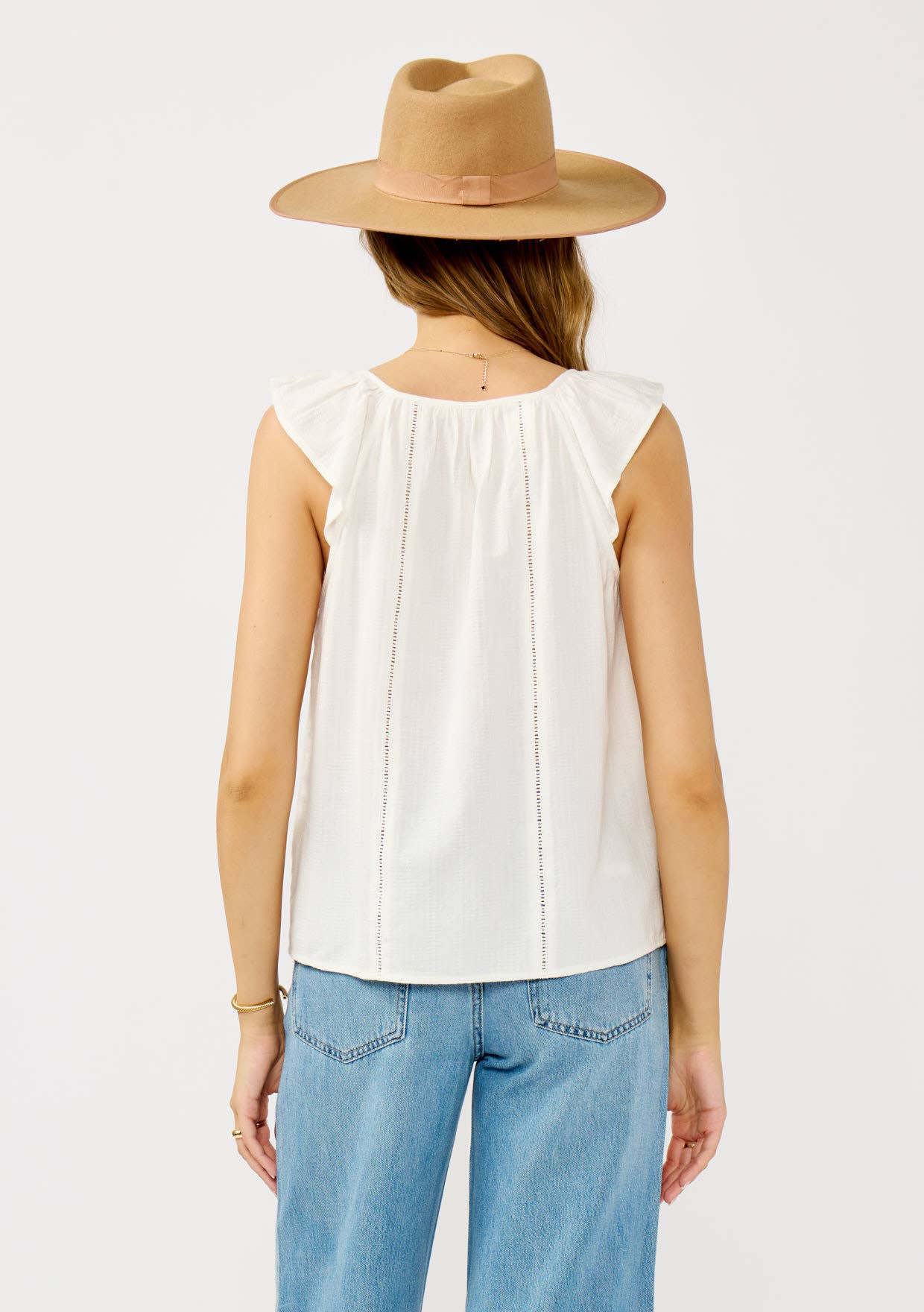 Ladder Lace Ruffle Sleeve Top