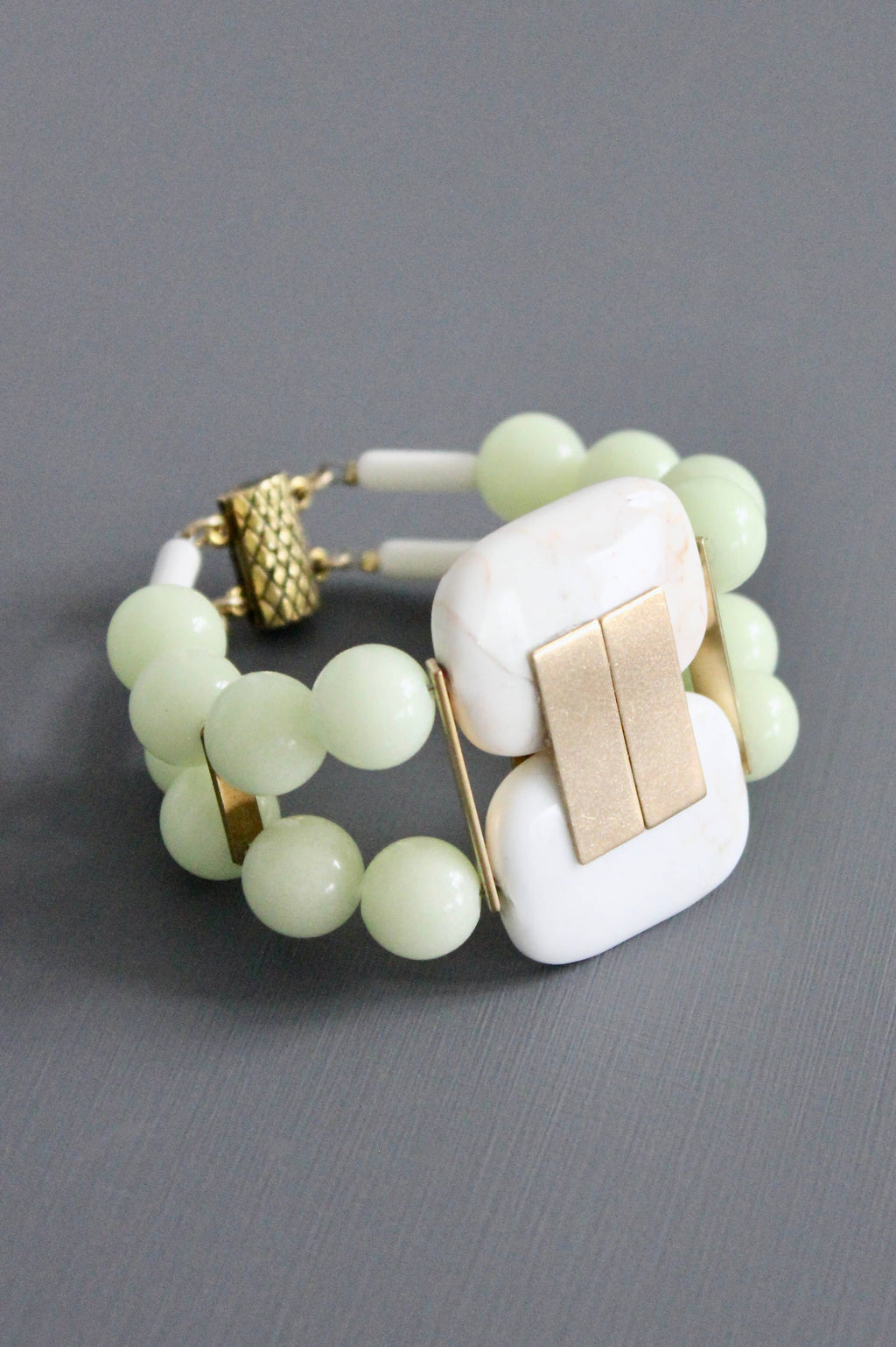 White turquoise and celadon Artdeco bracelet