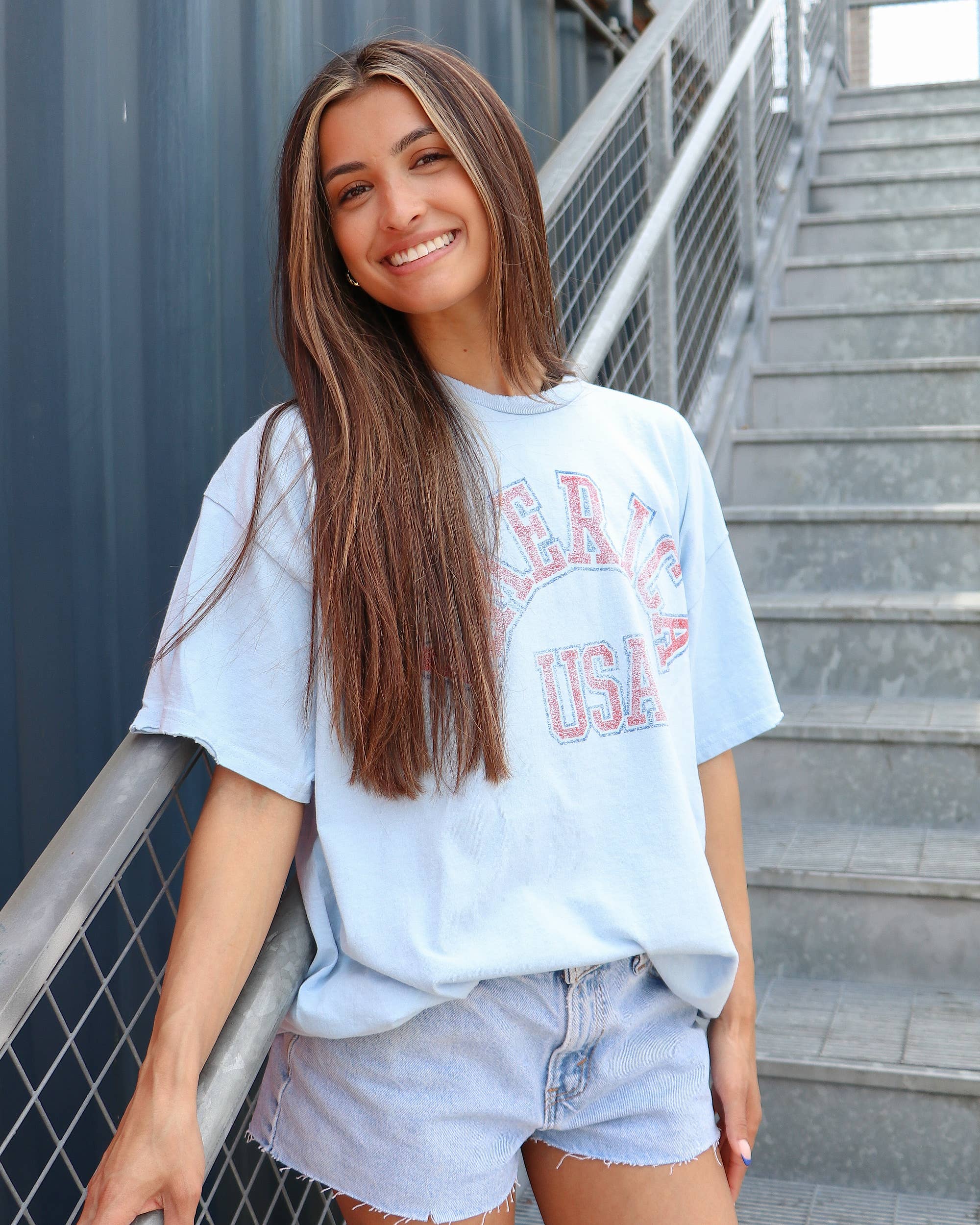 Light Blue America USA T