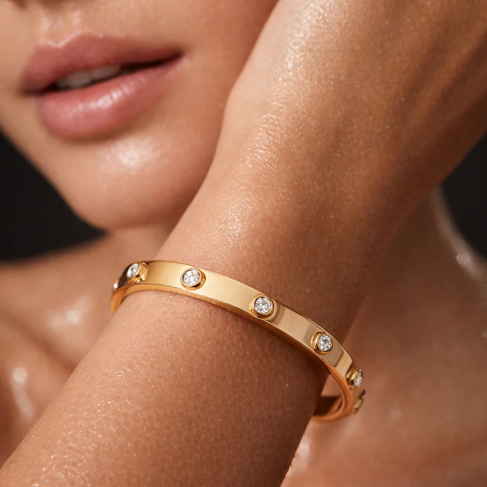 Nell Gold Bezel Bangle