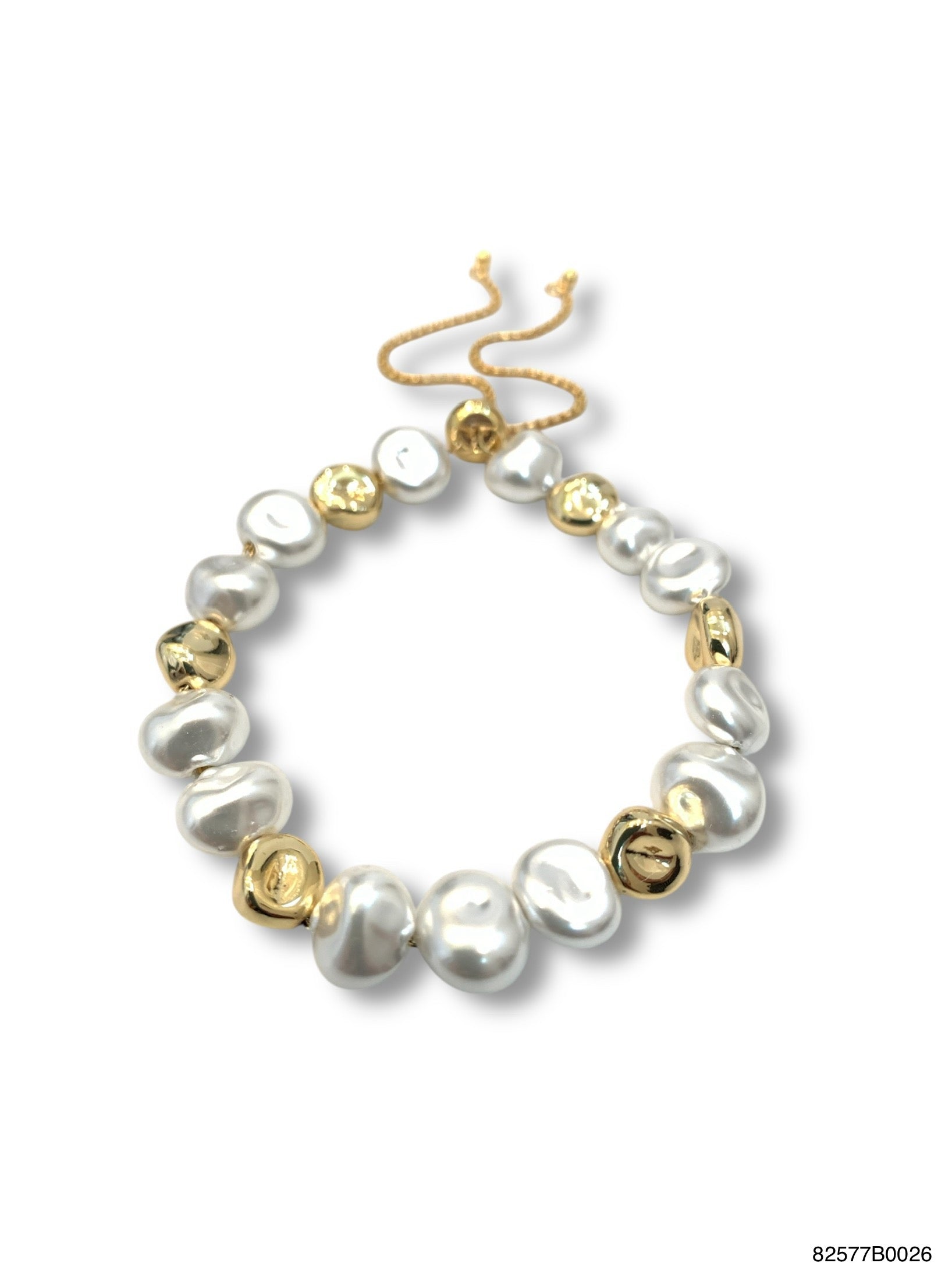 Pebble Pearl with Gold Bracelet