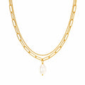Renee Double Chain Pearl Choker Necklace