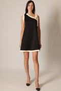 Contrast Border Tie Strap Dress